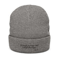 John 3:30 Embroidered Ribbed Knit Beanie — Minimal Grey Cuff Hat